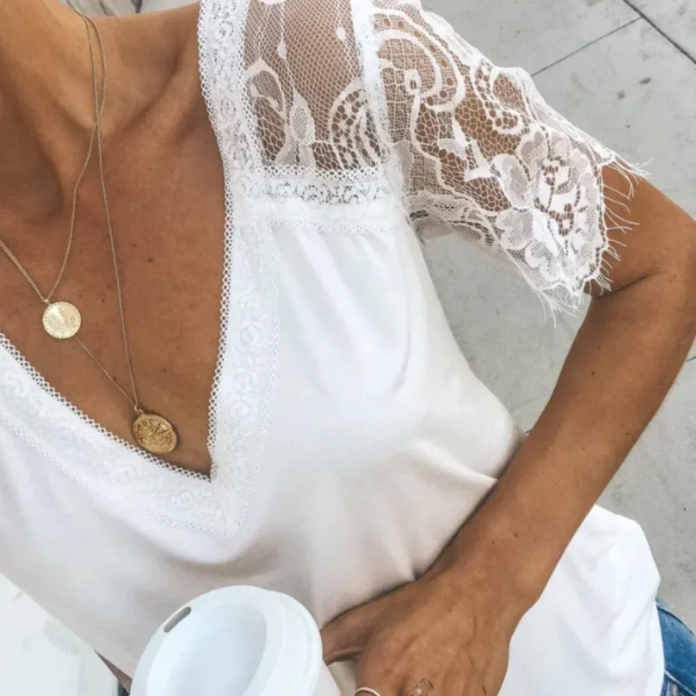 SWEET SIDE LACE TOP - IVORY by Vici - Picture 1 of 4
